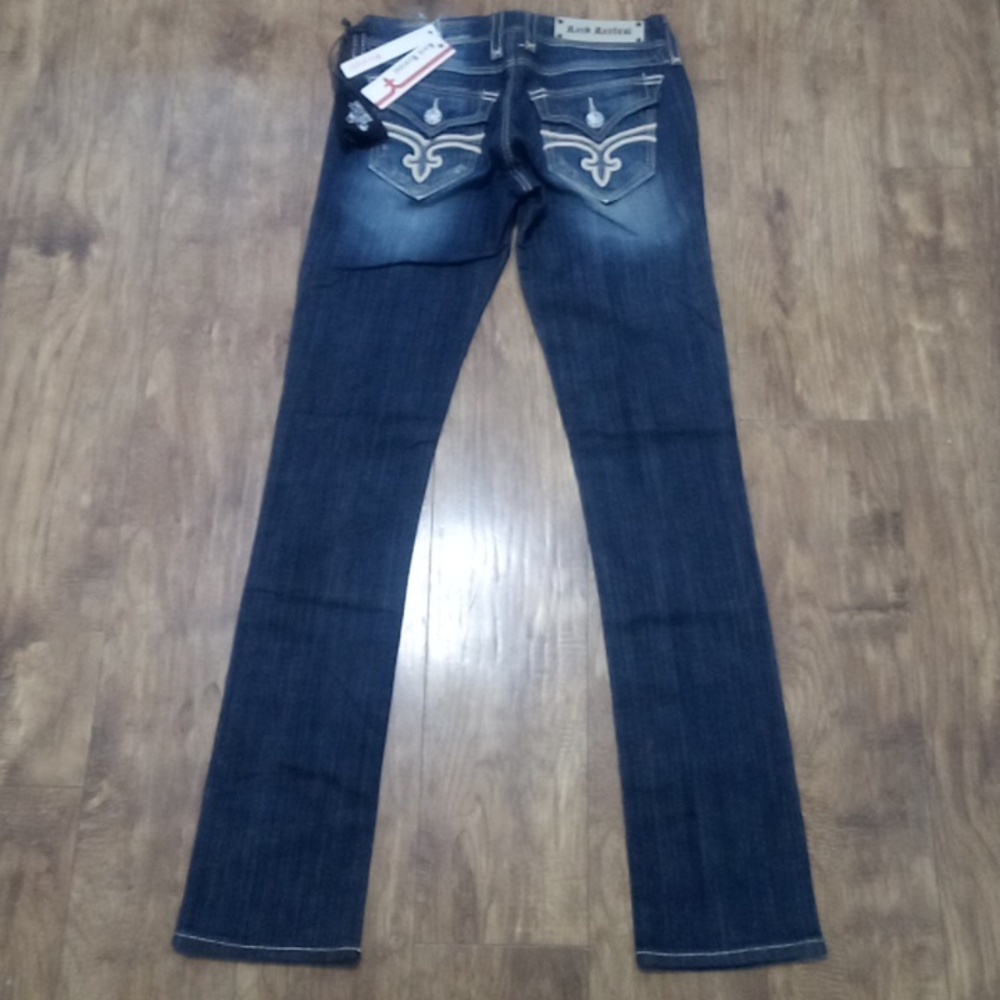Rock Revival Women's 26 Straight Hazel Faux Leather Flap Pockets Distressed NWT